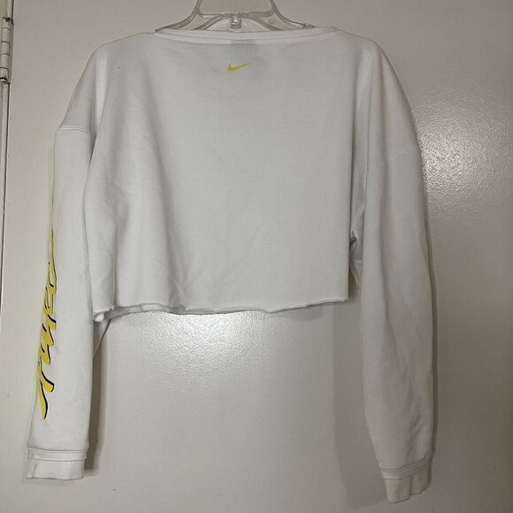 NIKE white cropped long sleeve logo sweatshirt size medium - Picture 7 of 7